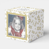100e foto Keepsake Gold / White Number Patroon Bedankdoosjes (Achterkant)