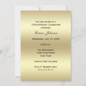 100e foto Verjaardagsfeest Roos Gold Invitation Kaart (Achterkant)