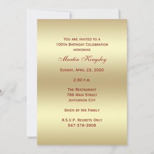 100e foto Verjaardagsfeestuitnodiging Bourgondië Kaart (Achterkant)