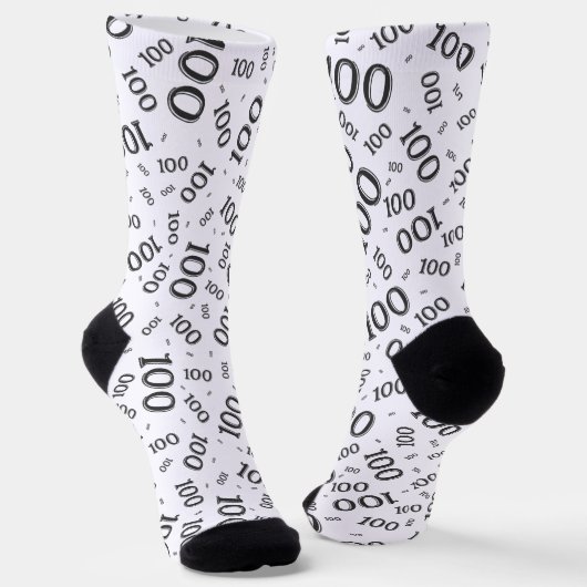 100e geboorte zwart Random Number Pattern Sokken (Gebogen)