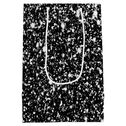 100e geboortedag ballonnen op zwarte glitter medium cadeauzakje (Achterkant)