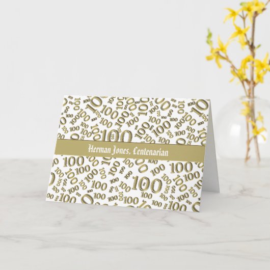 100e geboortedag nummer Pattern Gold en White Kaart (Gele Bloem)