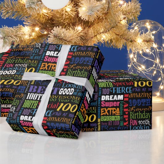 100e gepersonaliseerd monogram van de Fun-partij Cadeaupapier (Feestdagen)