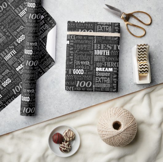 100e gepersonaliseerd monogram van de Fun-partij Cadeaupapier (Crafts)