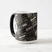 100e gepersonaliseerd monogram van de Fun-partij Magische Mok (Voorkant links)