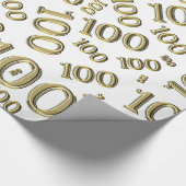 100e Goud/Wit Willekeurig Getal Patroon Groot Cadeaupapier (Hoek)