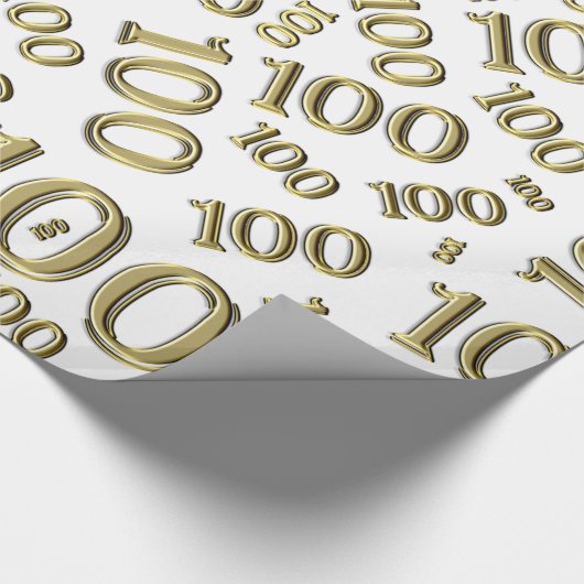 100e Goud/Wit Willekeurig Getal Patroon Groot Cadeaupapier (Hoek)