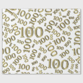 100e Goud/Wit Willekeurig Getal Patroon Groot Cadeaupapier (Vlak)
