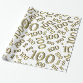100e Goud/Wit Willekeurig Getal Patroon Groot Cadeaupapier (Uitgerold)