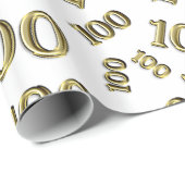 100e Goud/Wit Willekeurig Getal Patroon Groot Cadeaupapier (Rol Hoek)