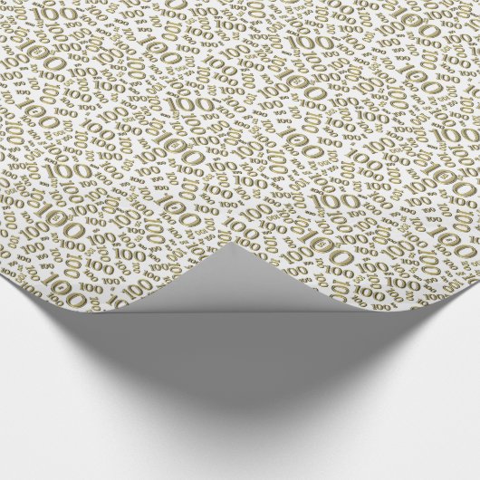 100e Goud/Wit Willekeurig Getal Patroon Klein Cadeaupapier (Hoek)