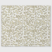 100e Goud/Wit Willekeurig Getal Patroon Medium Cadeaupapier (Vlak)