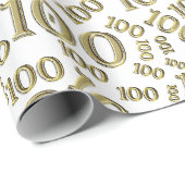100e Goud/Wit Willekeurig Getal Patroon Medium Cadeaupapier (Rol Hoek)