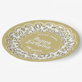 100e Goud/Wit Willekeurig Getal Patroon Papieren Bordje (Gekanteld)