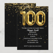 100e goudballonnen en Confetti Kaart (Voorkant / Achterkant)