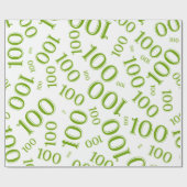 100e Groen/Wit Willekeurig Getal Patroon Groot Cadeaupapier (Vlak)