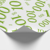 100e Groen/Wit Willekeurig Getal Patroon Groot Cadeaupapier (Hoek)