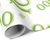 100e Groen/Wit Willekeurig Getal Patroon Groot Cadeaupapier (Rol Hoek)