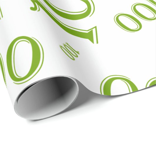 100e Groen/Wit Willekeurig Getal Patroon Groot Cadeaupapier (Rol Hoek)