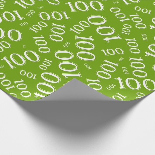 100e Groen/Wit Willekeurig Getal Patroon Medium Cadeaupapier (Hoek)