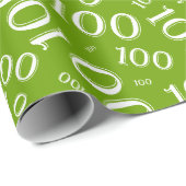 100e Groen/Wit Willekeurig Getal Patroon Medium Cadeaupapier (Rol Hoek)