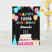 100e Happy Birthday Kleurrijke Ballonnen Taart Zwa Kaart (Gele Bloem)