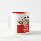 100e jaar oude Cute Red Strawberry-Mok Tweekleurige Koffiemok (Voorkant links)