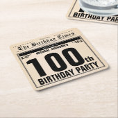 100e  jaarkrant, uniek ontwerp kartonnen onderzetters (Schuin)