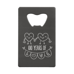 100e Jubileum Gift Chalk Hearts Creditkaart Flessenopener