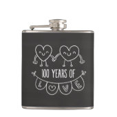 100e Jubileum Gift Chalk Hearts Heupfles (Voorkant)