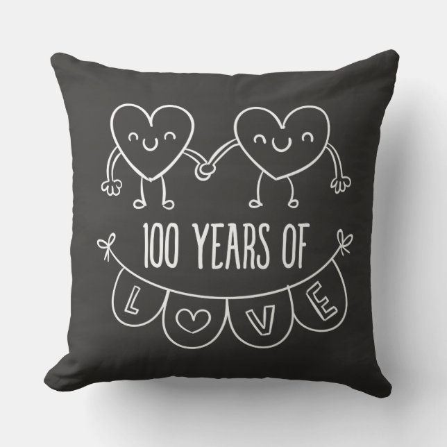 100e Jubileum Gift Chalk Hearts Kussen (Voorkant)