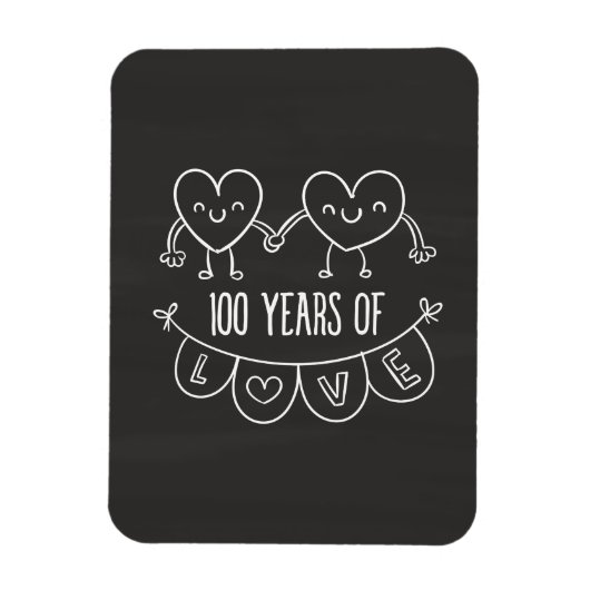 100e Jubileum Gift Chalk Hearts Magneet (Verticaal)