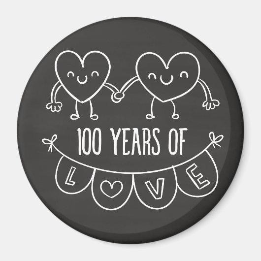 100e Jubileum Gift Chalk Hearts Magneet (Voorkant)