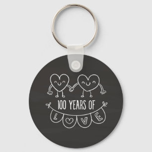 100e Jubileum Gift Chalk Hearts Sleutelhanger