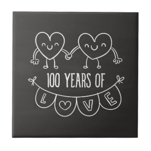 100e Jubileum Gift Chalk Hearts Tegeltje