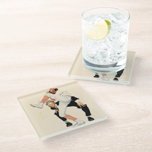 100e Jubileum honkbal Glazen Onderzetter (Schuin)