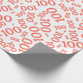 100e koraal / wit willekeurig aantal patroon mediu cadeaupapier (Hoek)