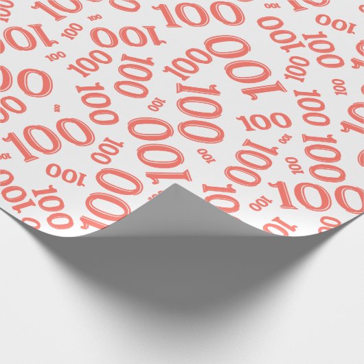 100e koraal / wit willekeurig aantal patroon mediu cadeaupapier (Hoek)