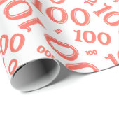 100e koraal / wit willekeurig aantal patroon mediu cadeaupapier (Rol Hoek)