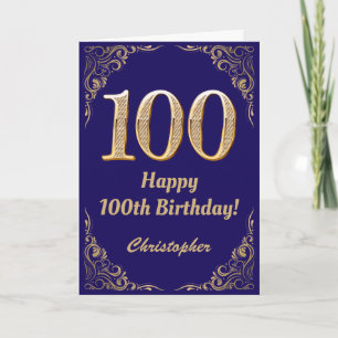 100e marineblauw en goudglitter-Lijst Kaart
