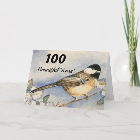 100e Mooie Jaar Charmante Chickadee Kaart (Voorkant)