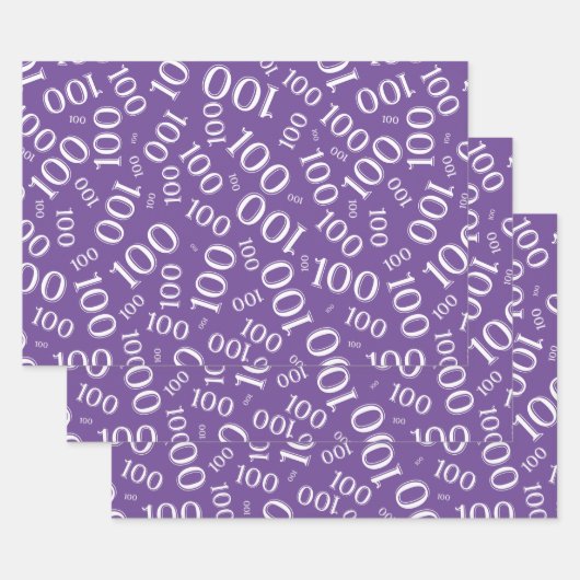 100e Paars nummer geboorte patroon 100 Inpakpapier Vel (Set)