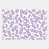100e Paars Random Number Pattern Inpakpapier Vel (Voorkant 2)