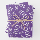 100e Paars Random Number Pattern Inpakpapier Vel (In situ)