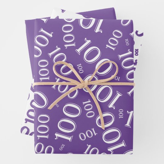 100e Paars Random Number Pattern Inpakpapier Vel (In situ)