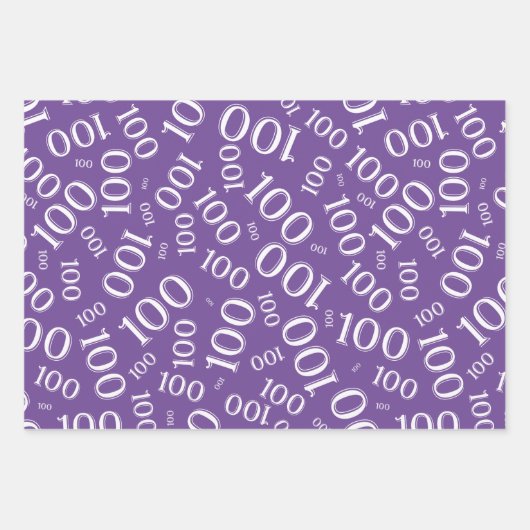 100e Paars Random Number Pattern Inpakpapier Vel (Voorkant)