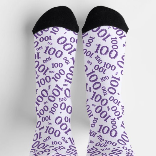 100e Paars Random Number Pattern Sokken (Top)