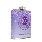 100e & Paarse Glitter & Drink Quote Heupfles (Rechts)