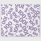 100e Paarse/witte Willekeurige Getal Patroon Groot Cadeaupapier (Vlak)