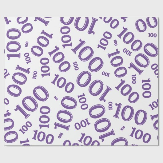 100e Paarse/witte Willekeurige Getal Patroon Groot Cadeaupapier (Vlak)